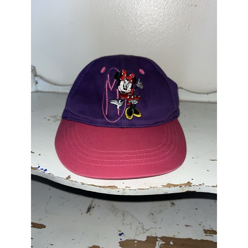 Minnie Mouse Hat Girls Youth One Size Pink Purple VTG 90s Disney Embroidered